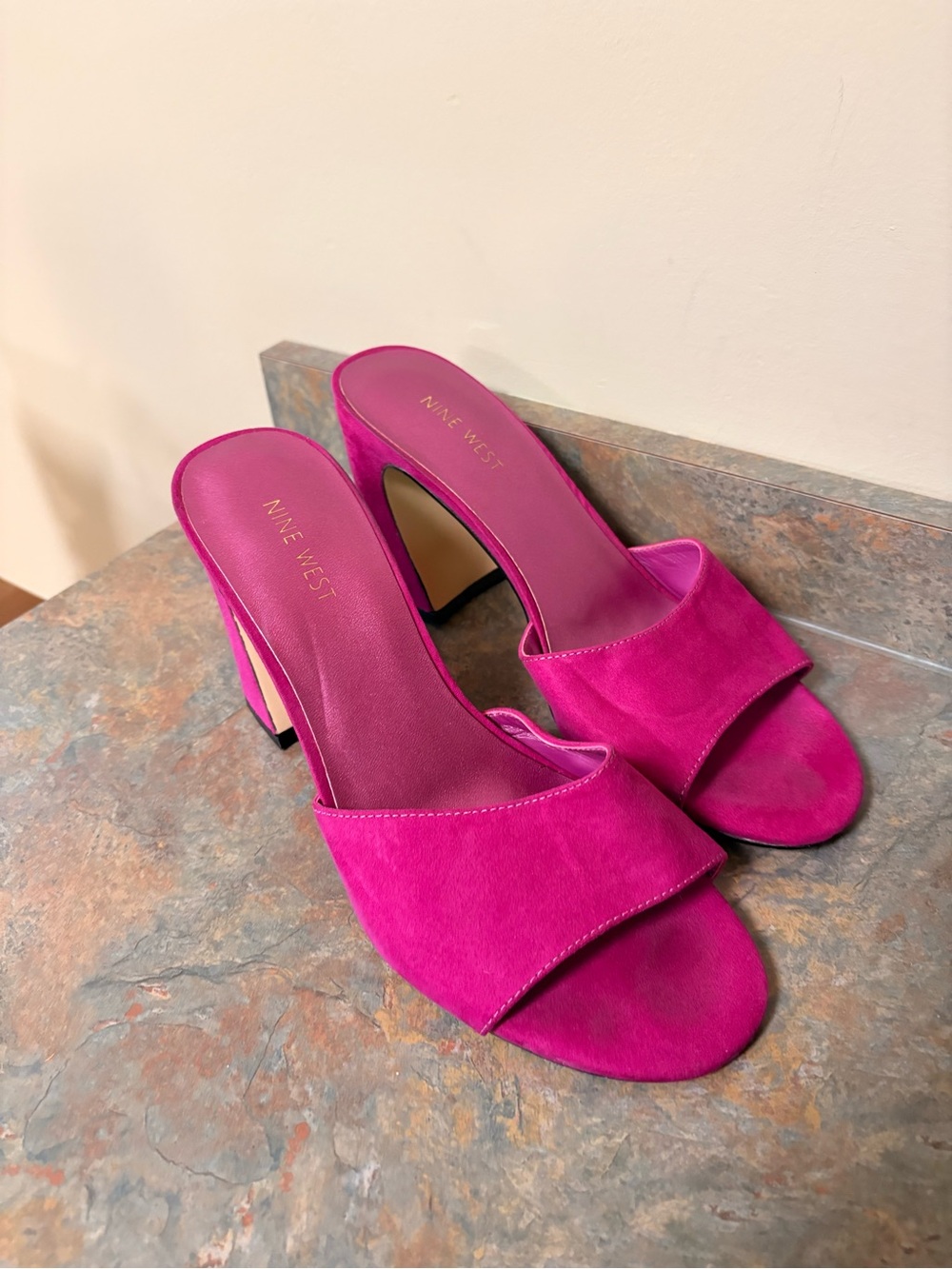 Nine West fuchsia Open-Toe Block Heels